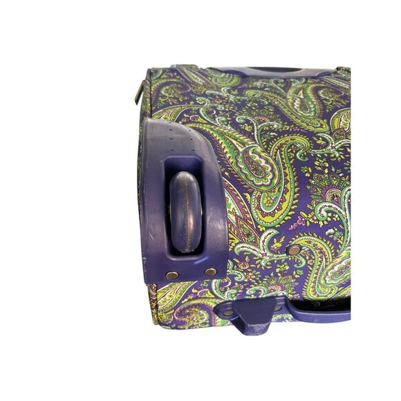 London Fog Mayfair Purple Paisley Underseat Carry on luggage 15” - Picture 9 of 16